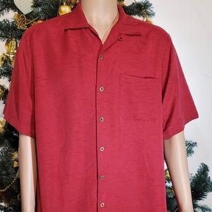 CARIBBEAN JOE LETS GO BURGUNDY TROPICAL SHIRT